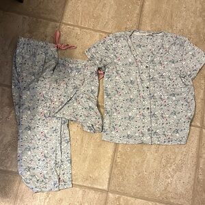 Womens Pajamas Set - Floral Print lucky brand short crop pants